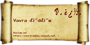 Vavra Ádám névjegykártya