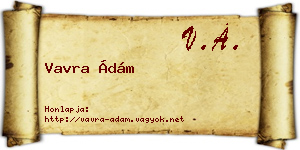 Vavra Ádám névjegykártya